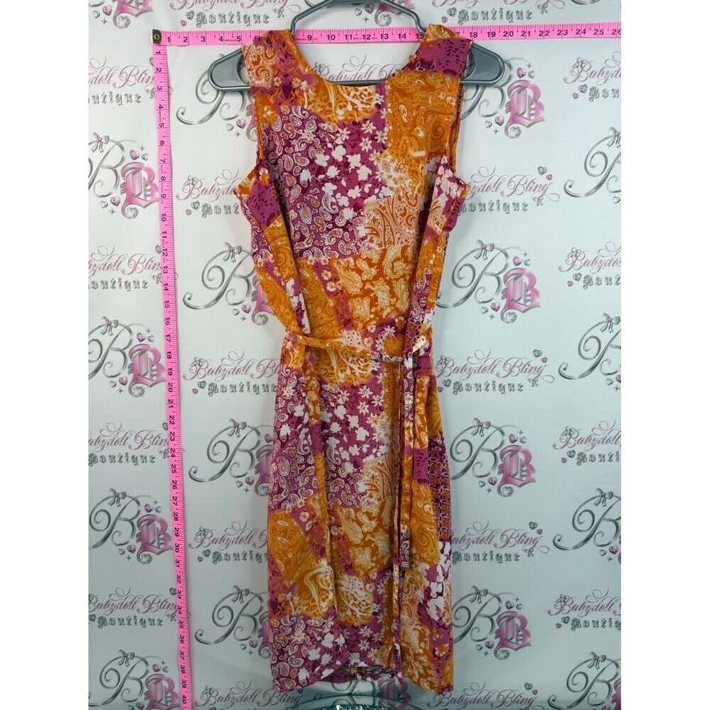 Jessica dress patchwork Floral Paisley Sleeveless Dress in Orange and Pink